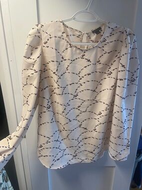 Ann Taylor Cream Blouse with Vine Print